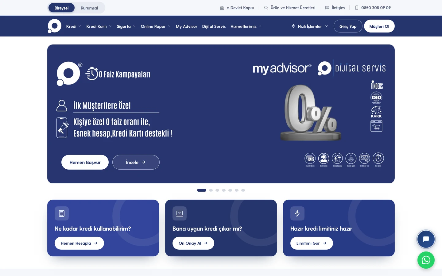 Online Kredi ana sayfası